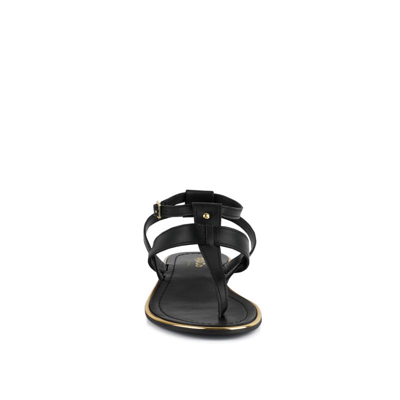 Irene Black Flat Thong Sandals image