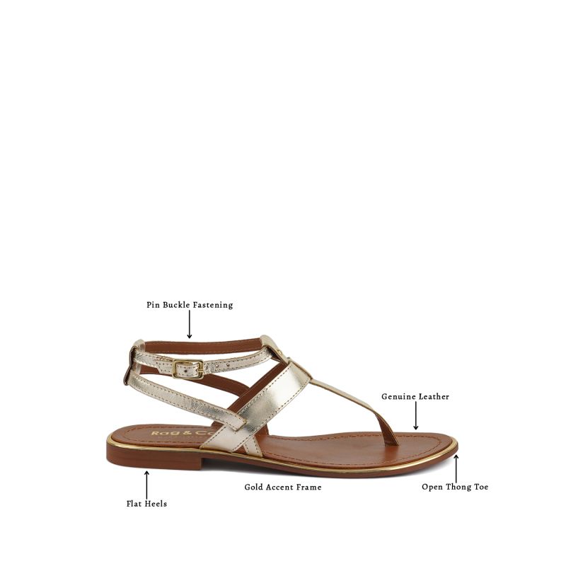 Irene Gold Flat Thong Sandals image