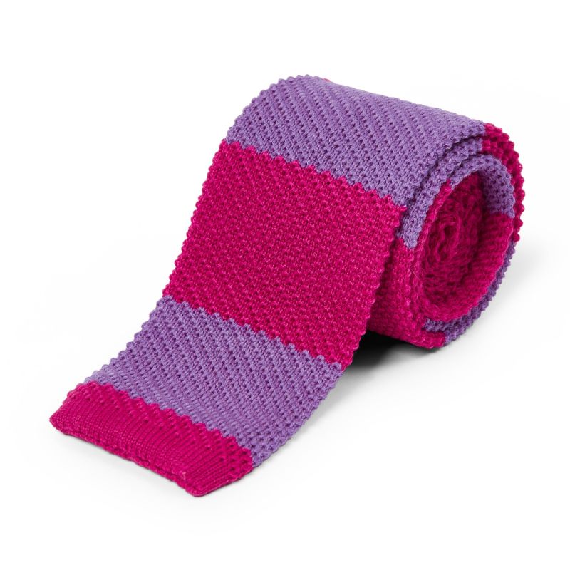 Wool  Knitted Tie - Fuchsia & Purple image