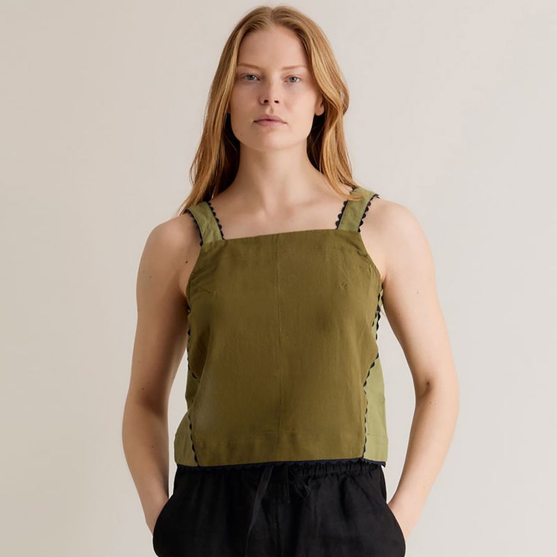 Iris - Organic Cotton Patchwork Green Top image