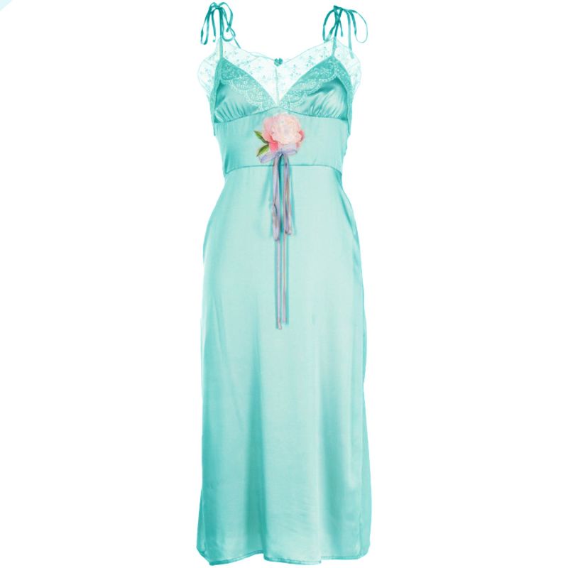 Iris Silk Slip Dress - Green image