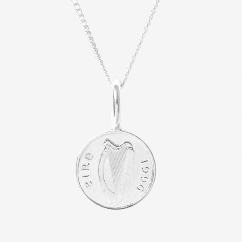 Irish 5P Coin Necklace In Sterling Silver image