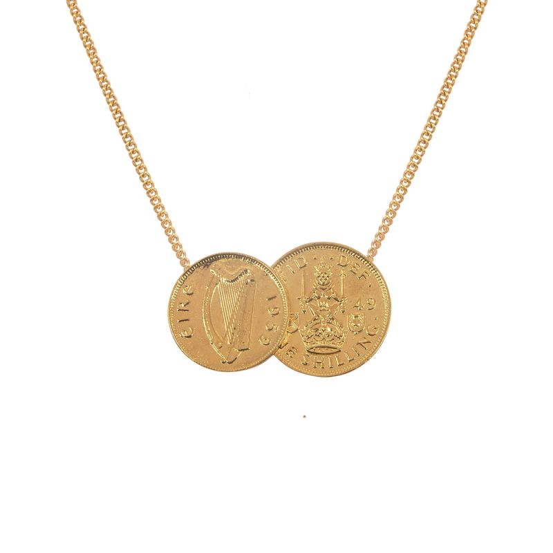 Irish double coin necklace Outlet