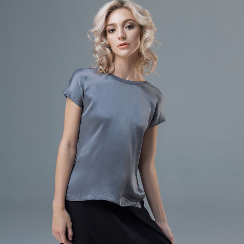 Silk Panelled Silver Top image