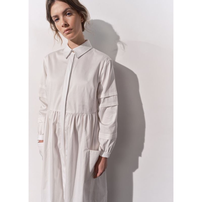 Isla Pleat Detail White Shirt Dress image