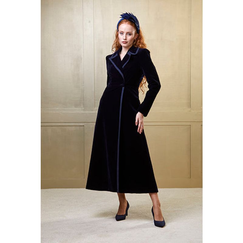 Velvet Dress Coat - Black image