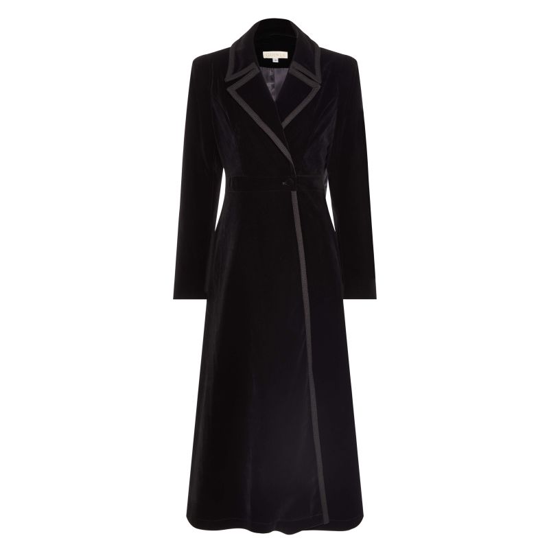 Velvet Dress Coat - Black image