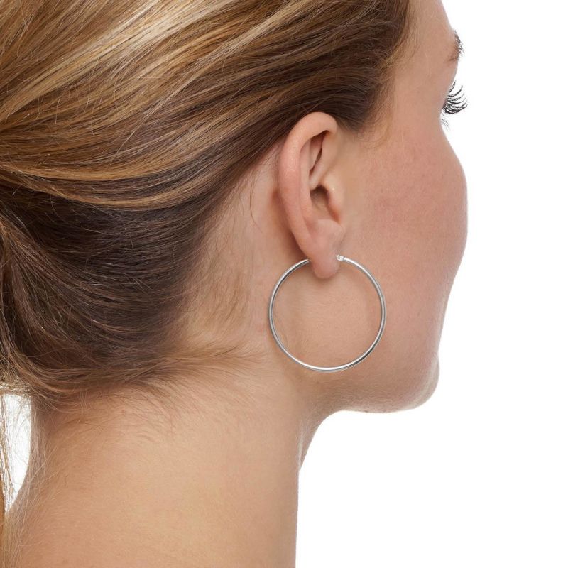 Skinny Thin Small Silver Hoop Earrings image