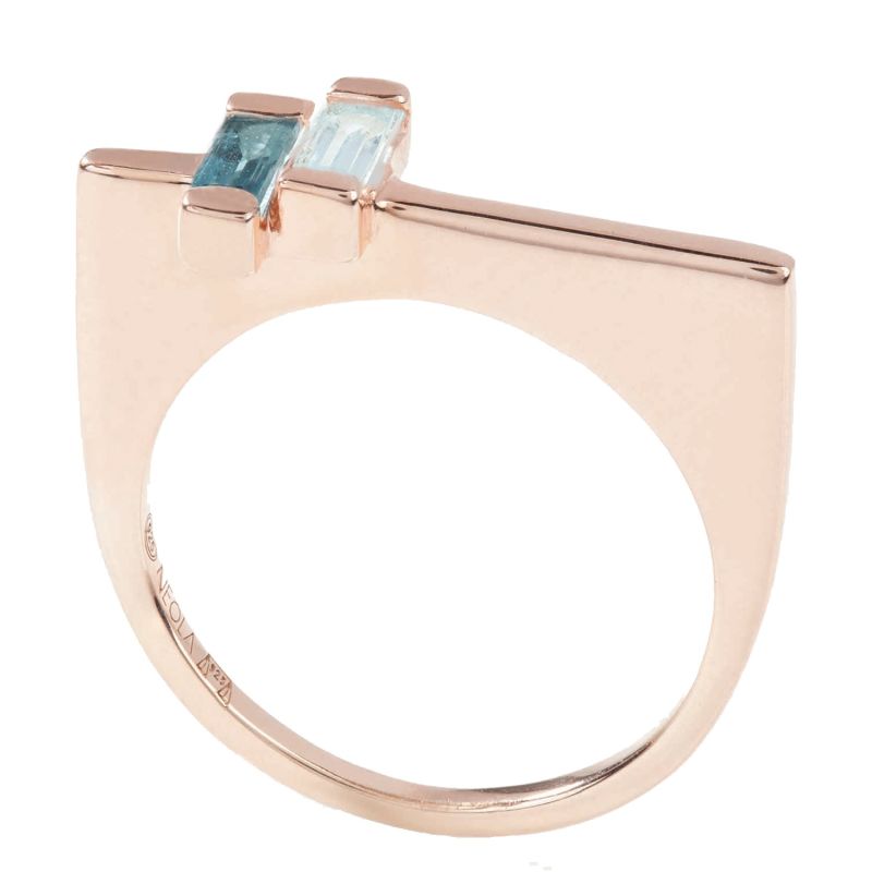 Anais Rose Gold Stacking Ring With Blue & London Topaz image