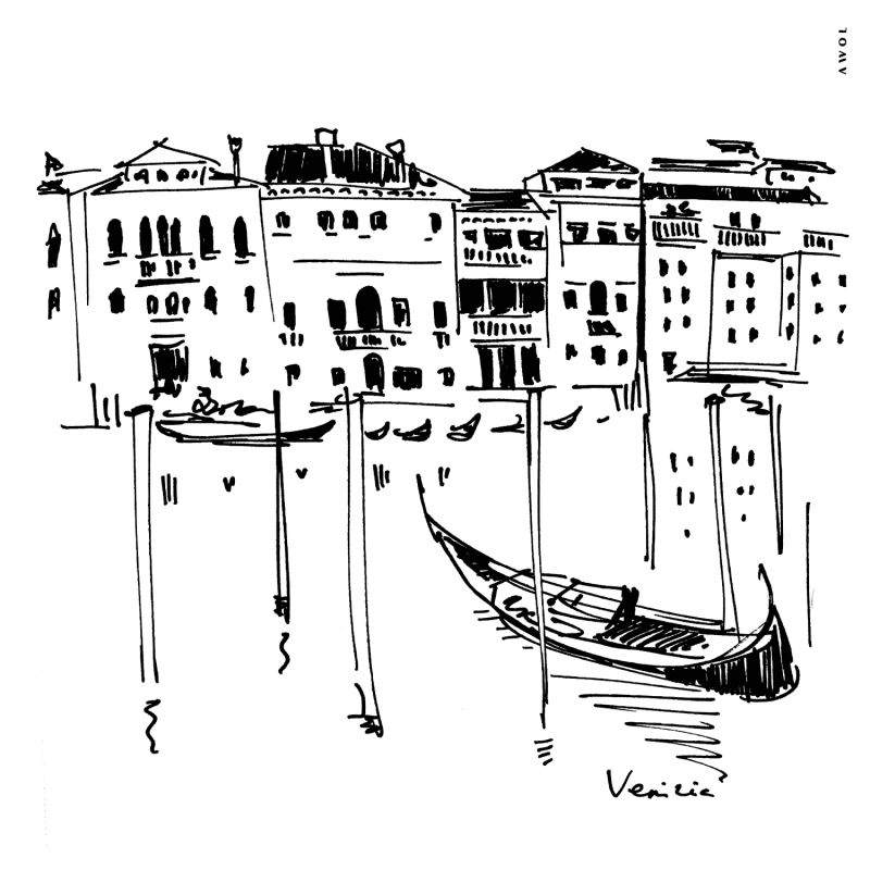 Italy Art Print, Venice Wall Poster With Palazzos And Gondolas On The Grand Canal image