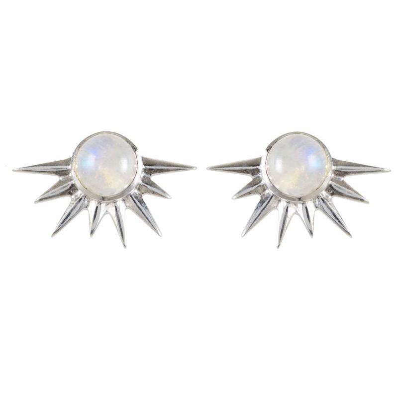 Total Eclipse Silver Statement Stud Earrings - Moonstone image