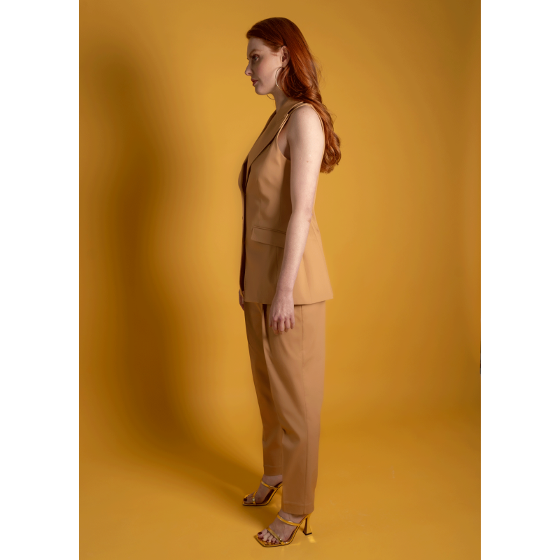 Tailored Cotton Trouser - Brown image