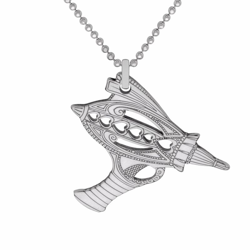 Medium Silver Ray Gun Pendant Necklace image