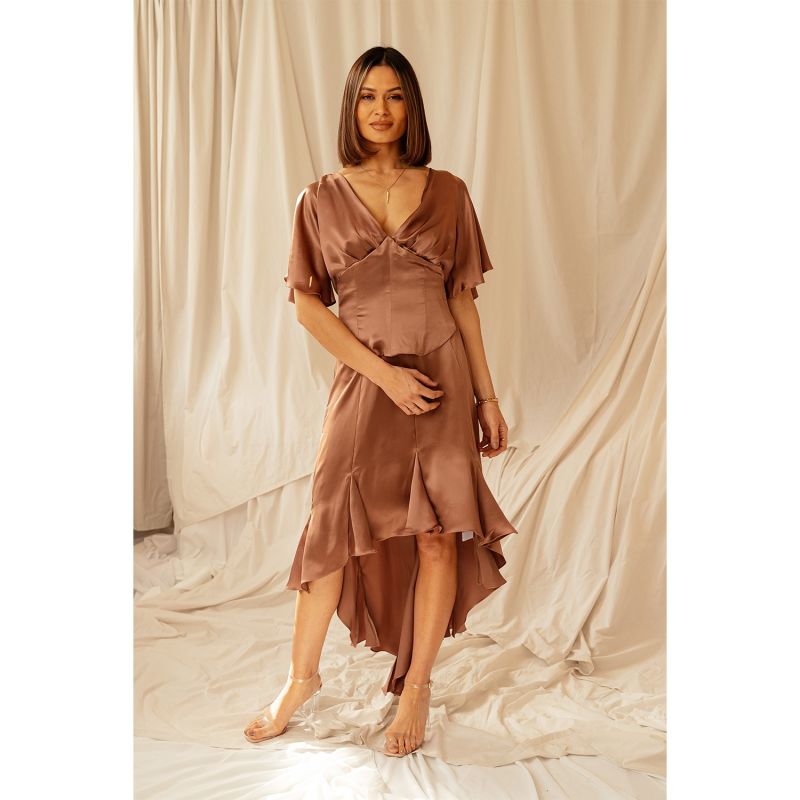 High Low V Dress Copper image