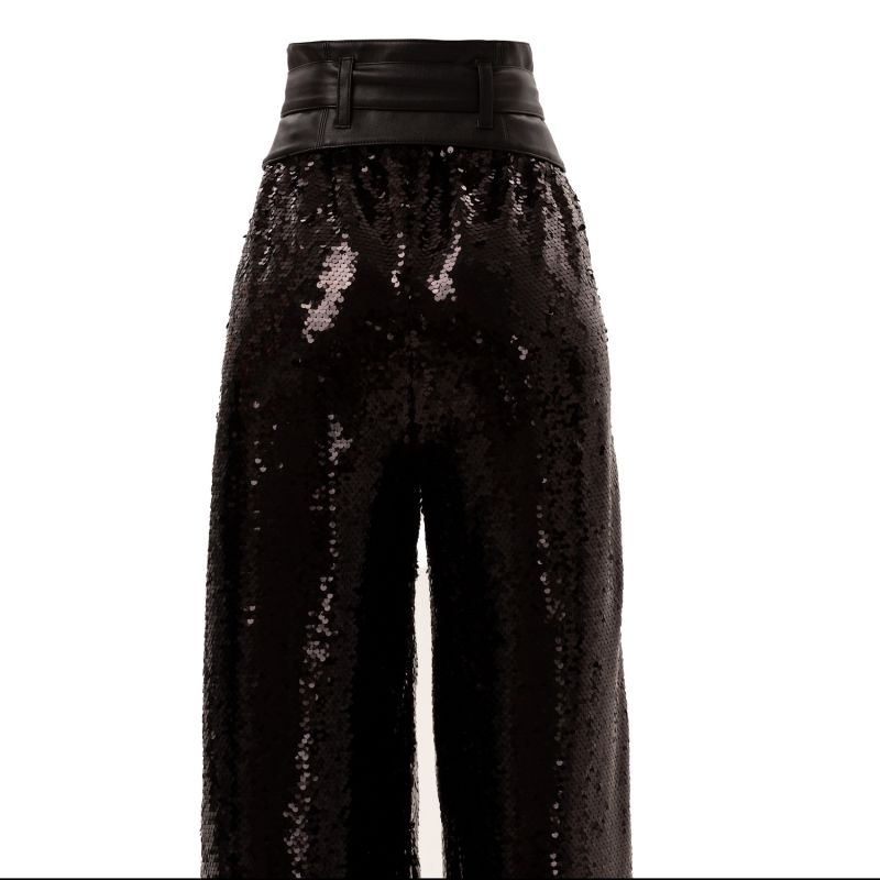 Occasion Black Palazzo Sequin Trousers image