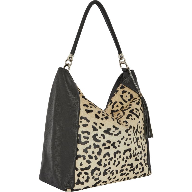 Ivory Animal Print Leather Shoulder Bag image