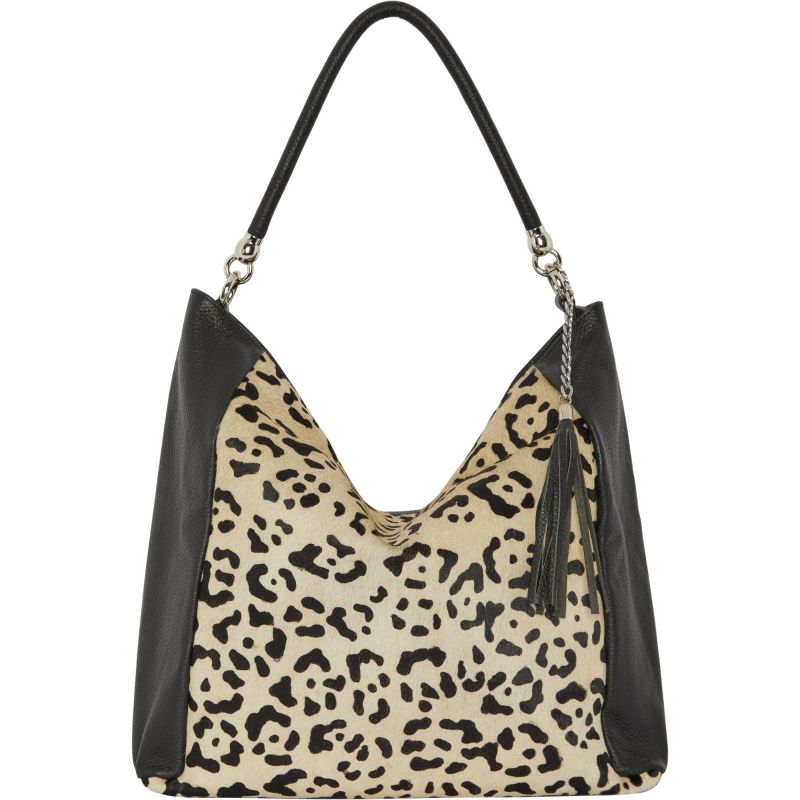 Ivory Animal Print Leather Shoulder Bag image