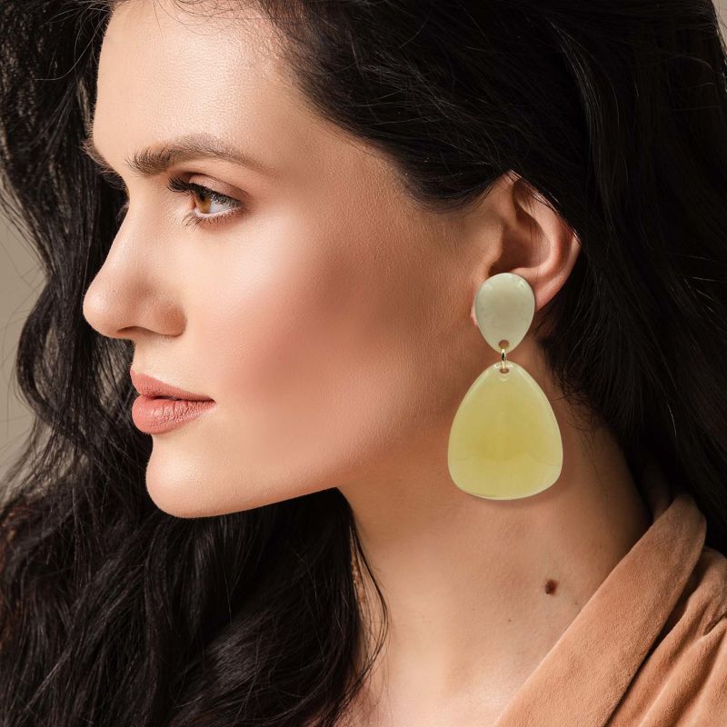 Ivory Resin Clip-On Drop Earrings image