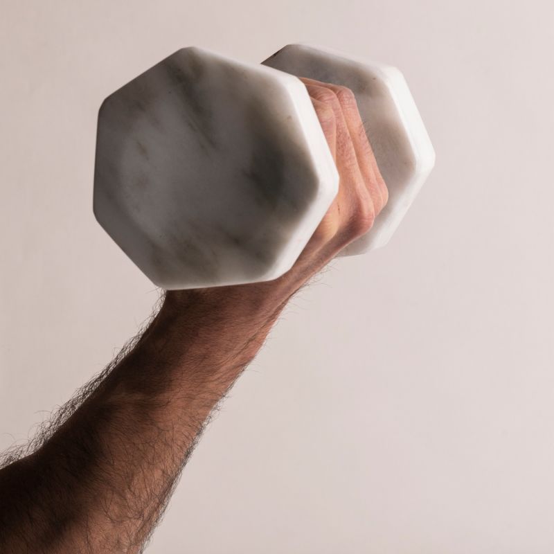 Gym Dumbbells 1.5 Kilo Piece - White Marble image