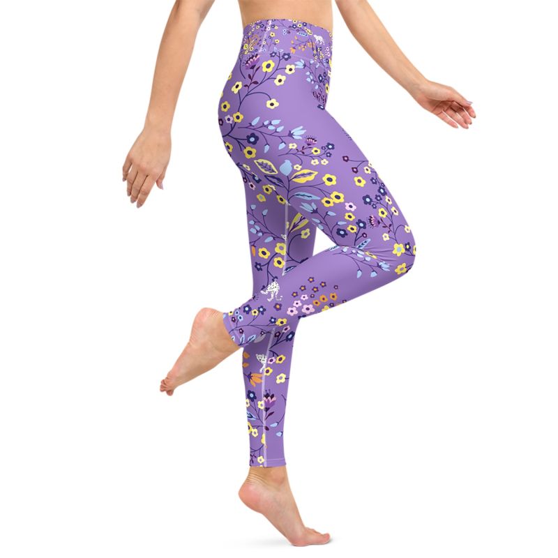 High Waist Yoga Leggings In Purple Garden image