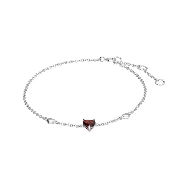 Garnet Heart Bracelet In White Gold image