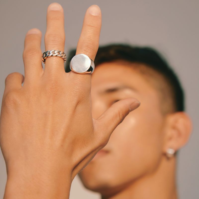 Mirror Signet Ring - Sterling Silver - Silver image