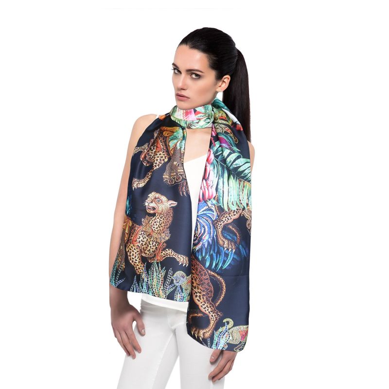 Jungle Depths Large Silk Scarf image