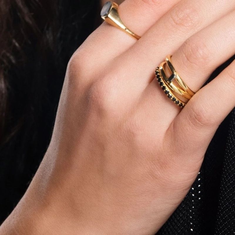 Goldplated Black Idol Ring image