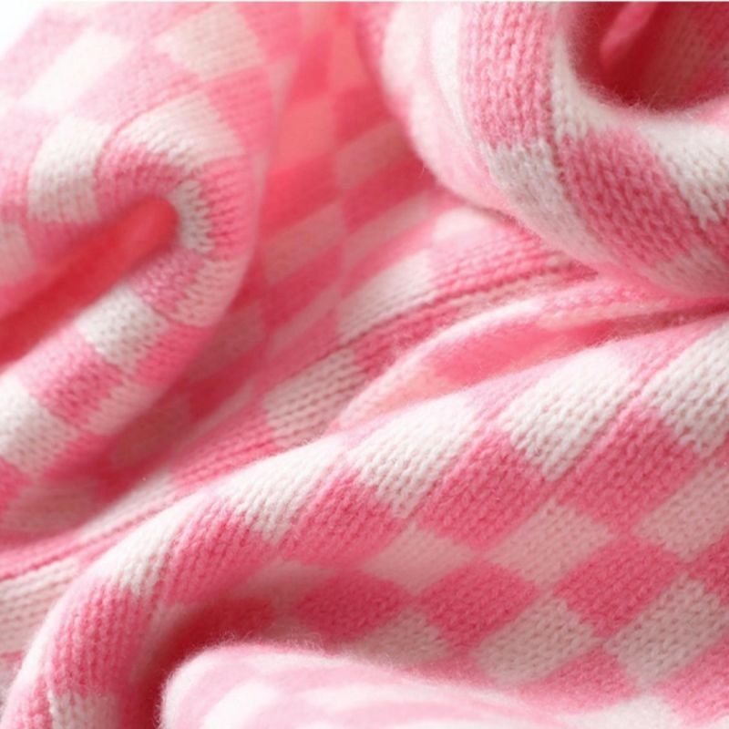 Modern Chequered Cashmere Scarf Pink image