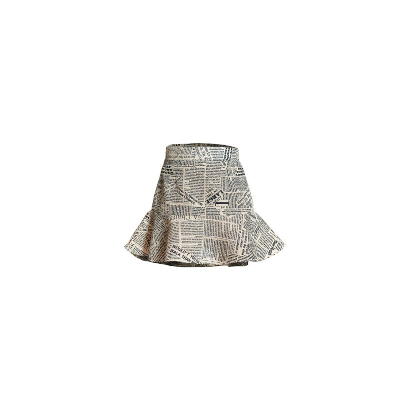 Newspaper Ruffle Skirt In Beige image