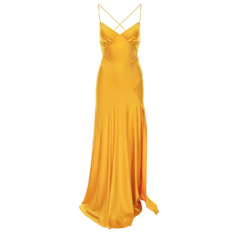 Seville Satin Maxi Dress In Yellow image