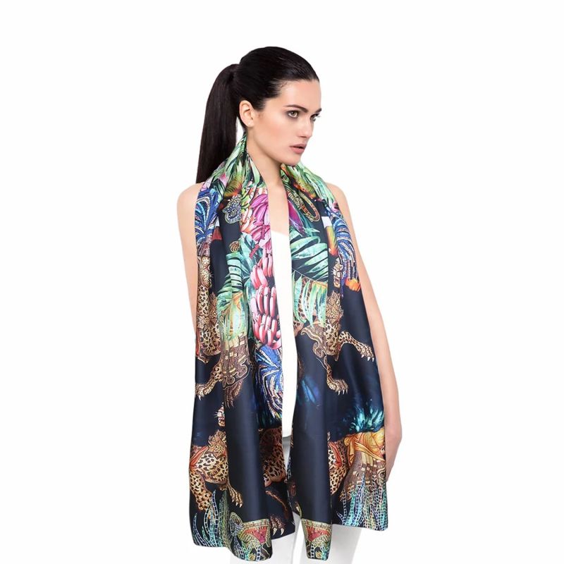 Jungle Depths Large Silk Scarf image