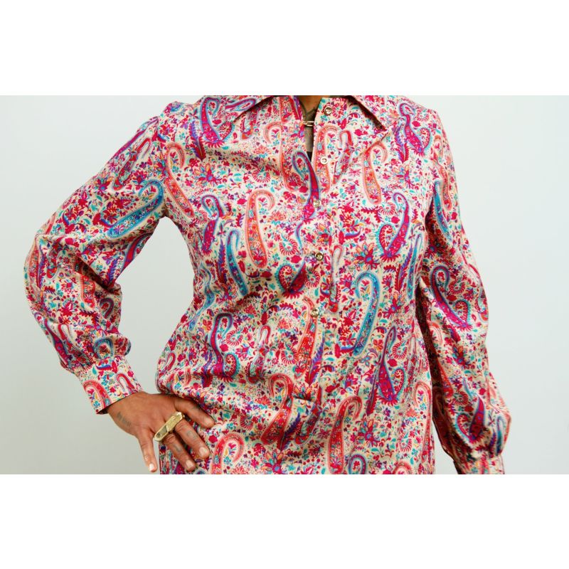 Elama - Pink Paisley Long Sleeve Shirt Dress image