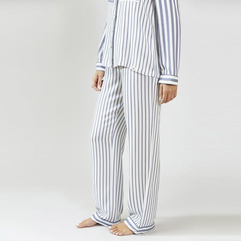 Boyfriend Fit Striped Pyjama In Grey & Ecru image