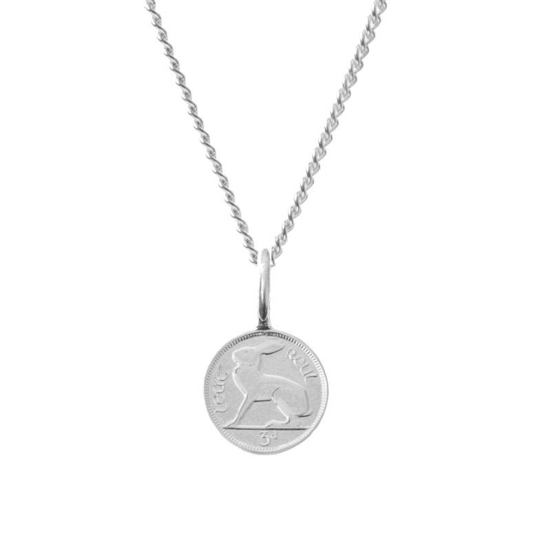 Irish 3D Coin & Chain In Sterling Silver image