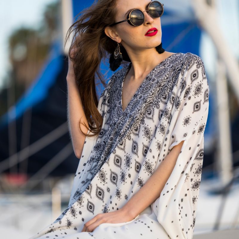 Ivory Border Print Caftan image