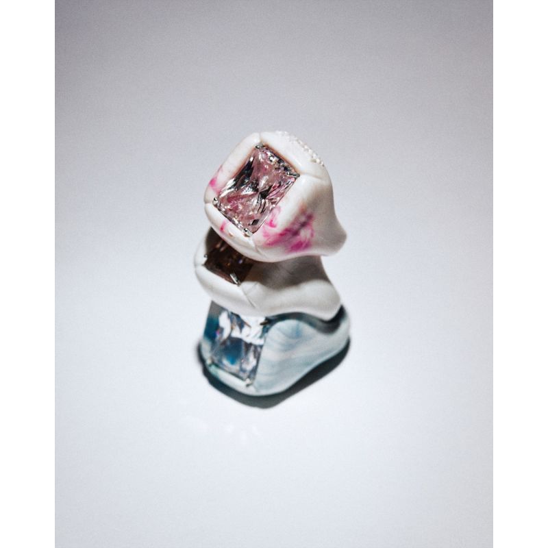 Recycled Plastic Stone Ring Pink image