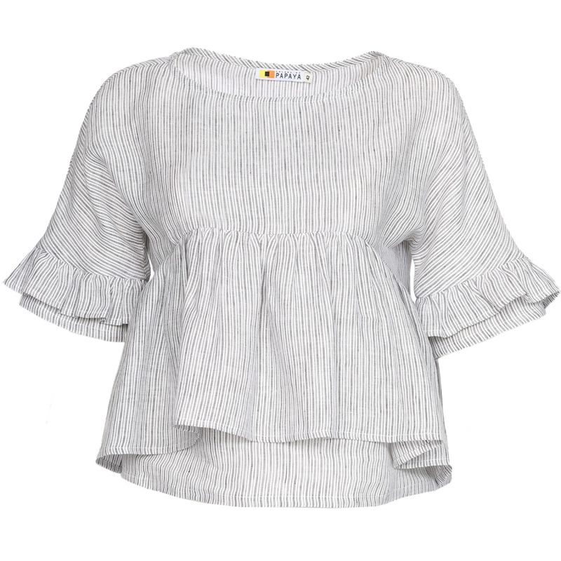 Stripe Linen Frills Blouse image