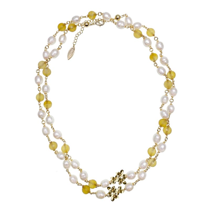 Yellow Agates & Freshwater Pearls Multi-Way Necklace image