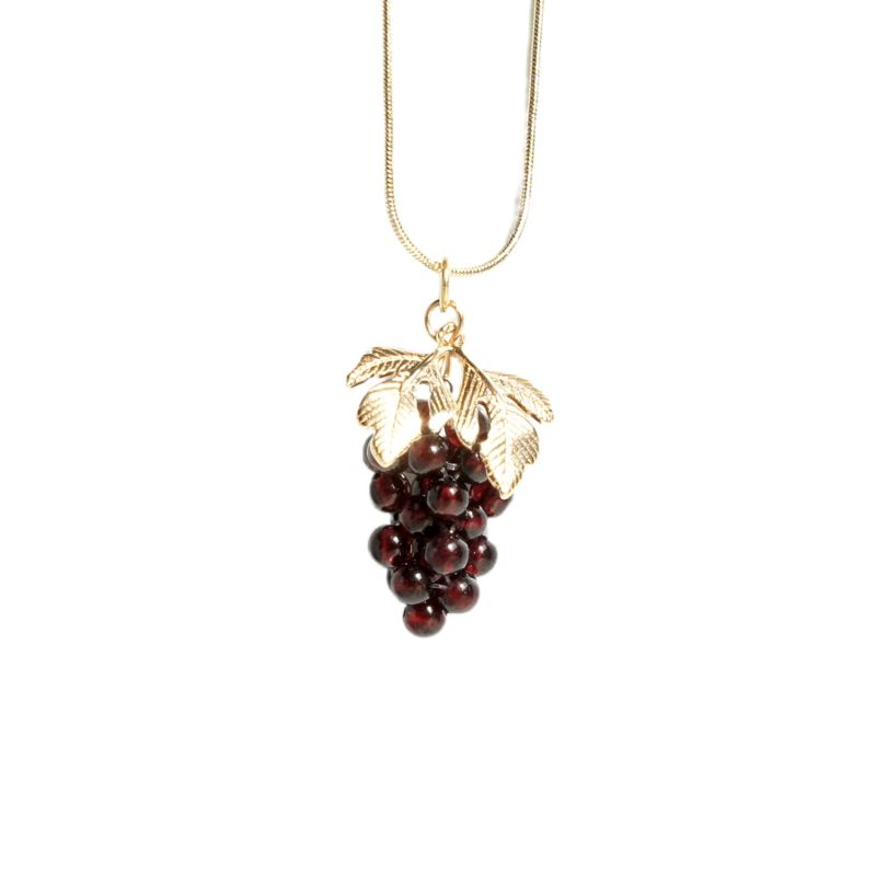 Very Grapeful Gemstone Grape Pendant Necklace - Red Garnet image