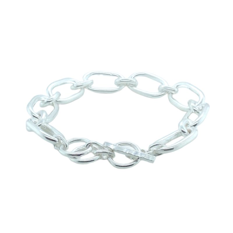 Double Link Silver Chain Bracelet image