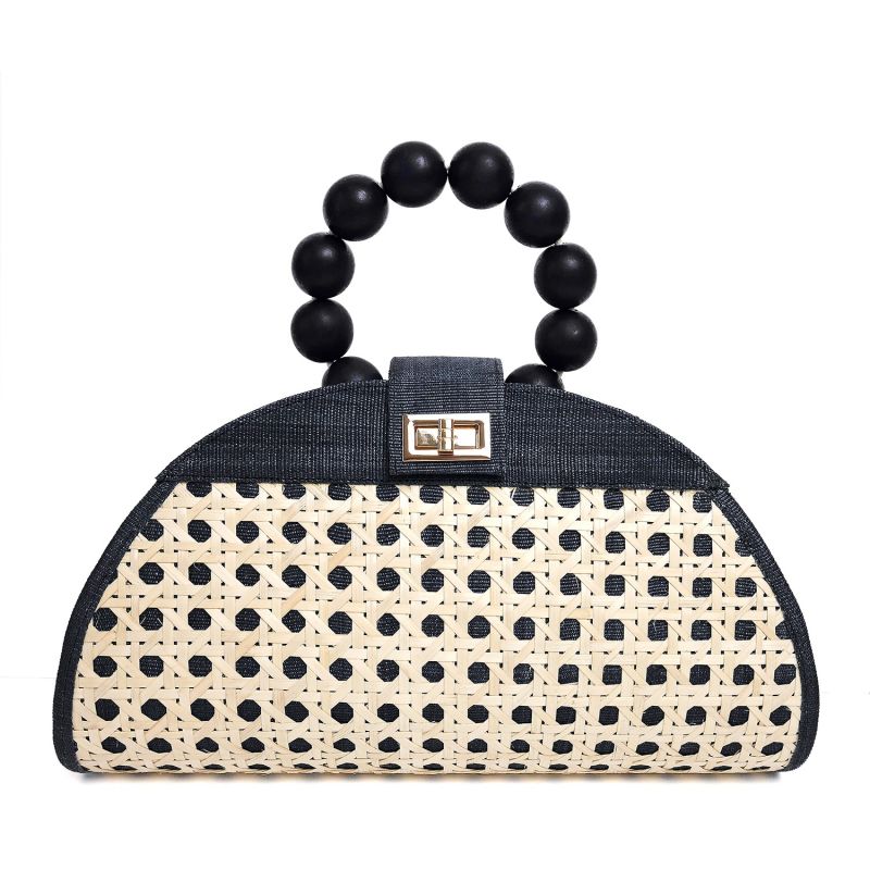 The Isabella Black Rattan Woven Bag image