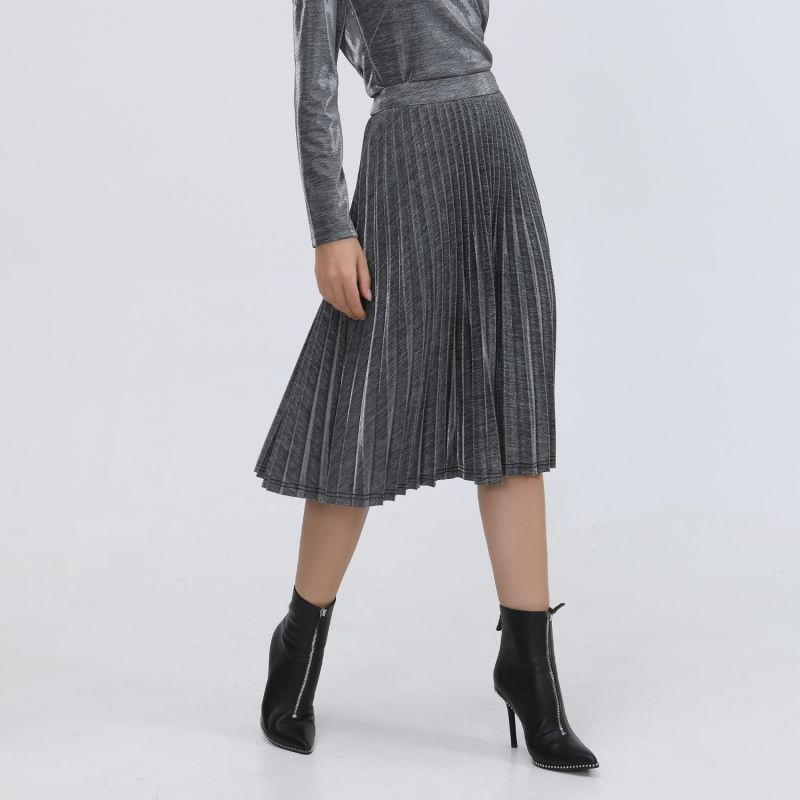 Knee Length Shiny Pleated Skirt image