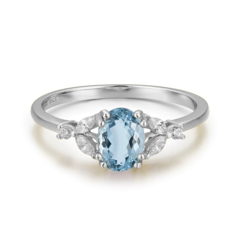 Stellar Aquamarine Ring White Gold Vermeil image