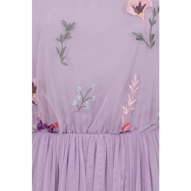 Jacinta Floral Embroidered Skater Dress -  Lilac image