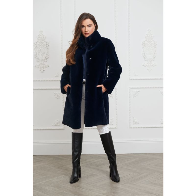 Jackie Faux Fur Shearling Coat Midnight Blue image