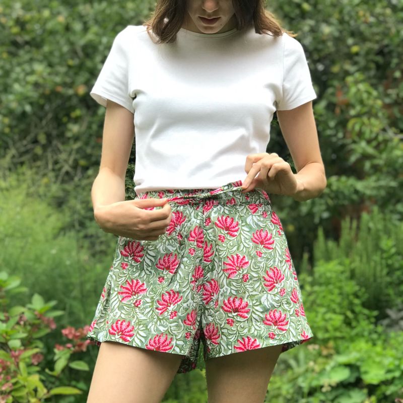 Jaipur Floral Green And Pink Shorts image