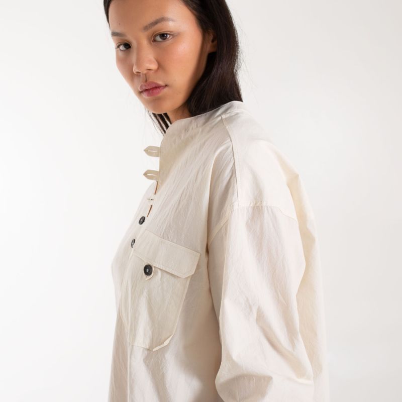 Jane Ecru Collarless Shirt image