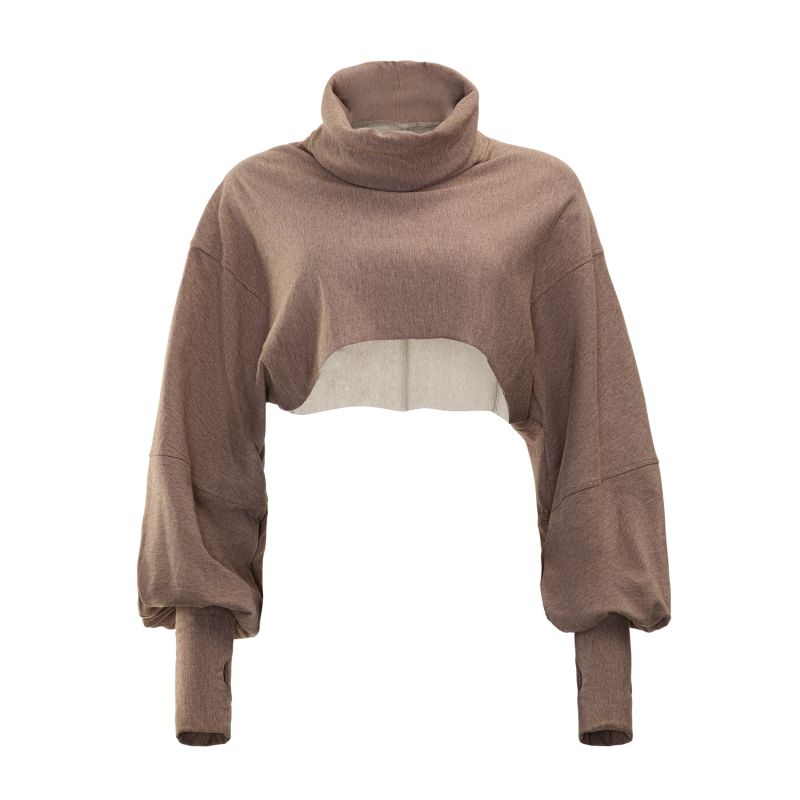 Jarra Cropped Turtleneck-Chocolate image