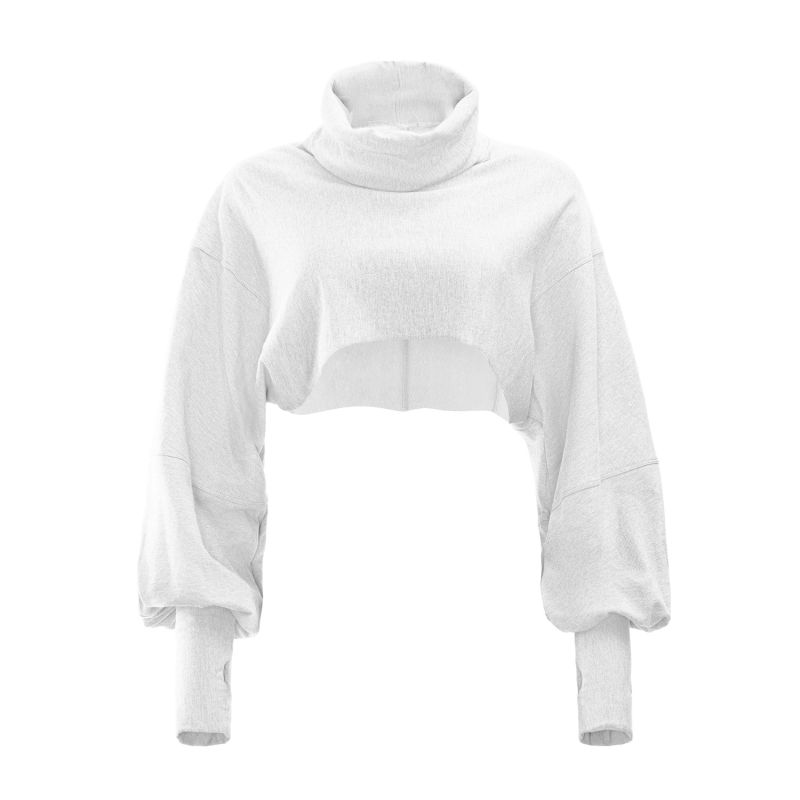 Jarra Cropped Turtleneck Sweatshirt-Ivory image